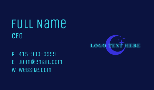 Neon Cosmic Wordmark Business Card Design Image Preview