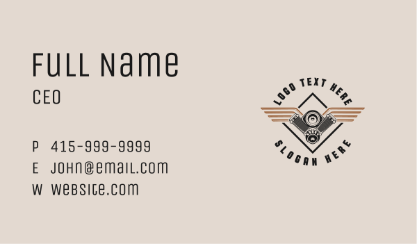 Mechanic Engine Wings Business Card Design Image Preview