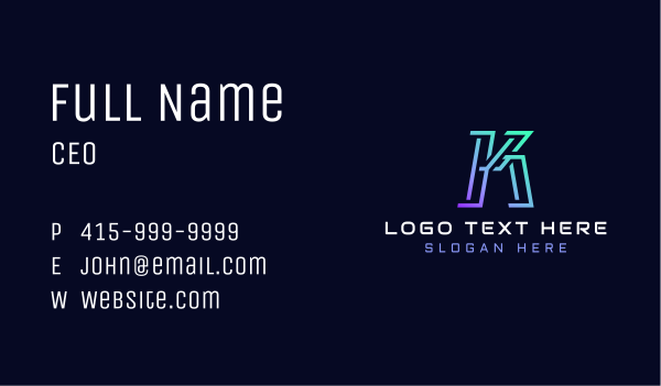 Multimedia Startup Letter K Business Card Design Image Preview