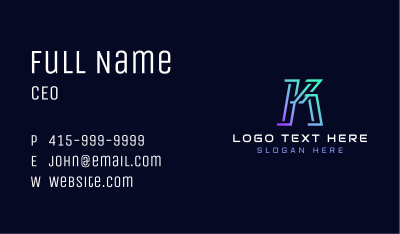 Multimedia Startup Letter K Business Card Image Preview
