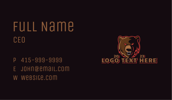 Wild Bear Animal Business Card Design Image Preview
