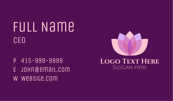 Feminine Lotus Flower Spa  Business Card Design Image Preview