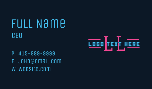 Neon Programmer Lettermark Business Card Design Image Preview