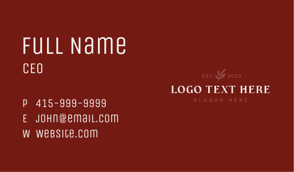 Luxury Leaf Wordmark Business Card Design Image Preview