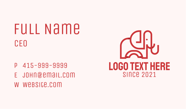 Red Elephant Line Art  Business Card Design Image Preview