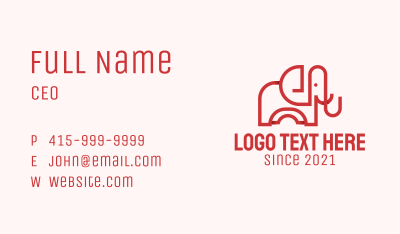 Red Elephant Line Art  Business Card Image Preview