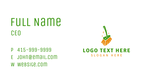 Sparkling Cleaning Broom Business Card Design Image Preview