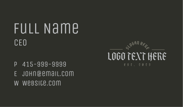 Retro Gothic Wordmark Business Card Design Image Preview