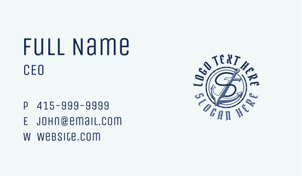 Coastal Anchor Letter S Business Card Design Image Preview