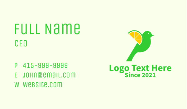 Sparrow Lemon Slice  Business Card Design Image Preview