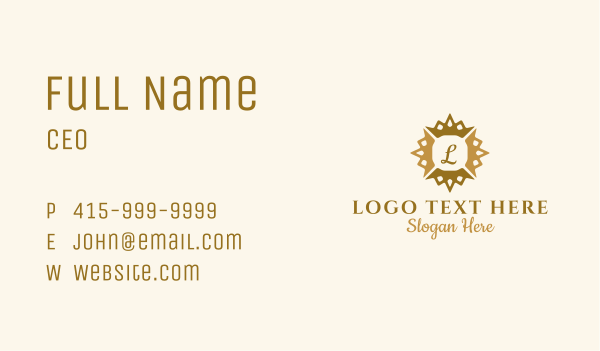 Gold Sun Crown Letter  Business Card Design Image Preview