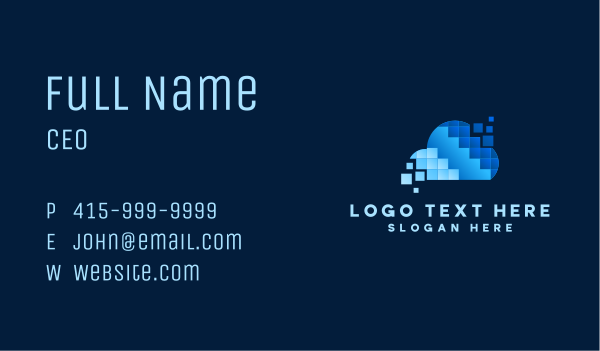 Digital Cloud Pixel Business Card Design Image Preview