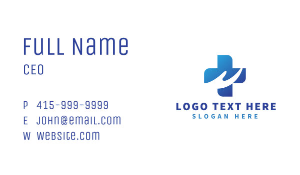 Blue Health Cross Hand Business Card Design Image Preview