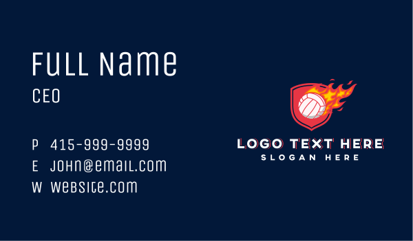 Volleyball Flaming Sports Business Card Design Image Preview