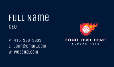 Volleyball Flaming Sports Business Card Image Preview