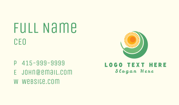Tropical Sun Leaf Business Card Design Image Preview
