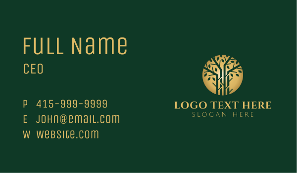 Golden Forest Tree Business Card Design Image Preview