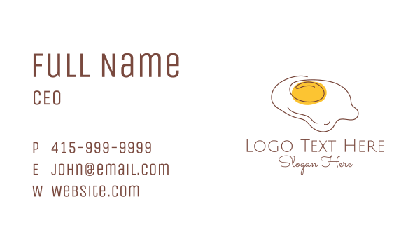 Fried Egg Line Art Business Card Design