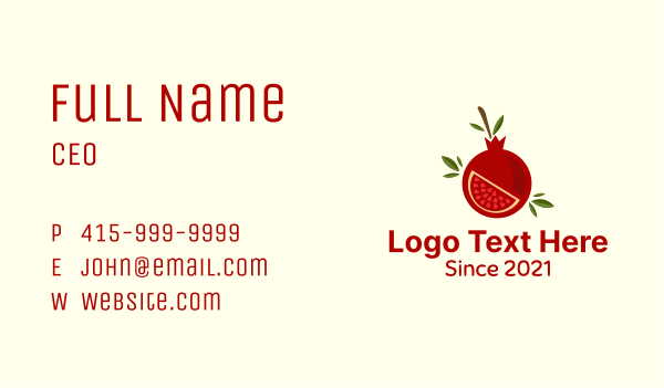 Pomegranate Fruit Slice Business Card Design Image Preview