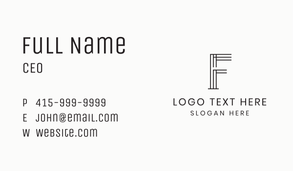 Geometric Lines Letter F Business Card Design Image Preview