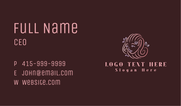 Pink Lady Hair Business Card Design Image Preview