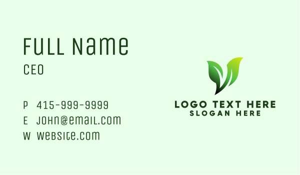 Green Organic Plant Letter V Business Card Design Image Preview