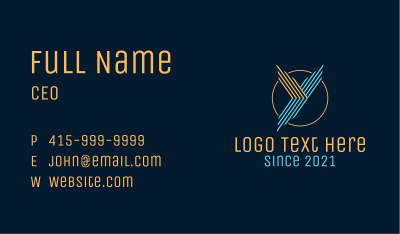 Linear Letter Y Badge Business Card
