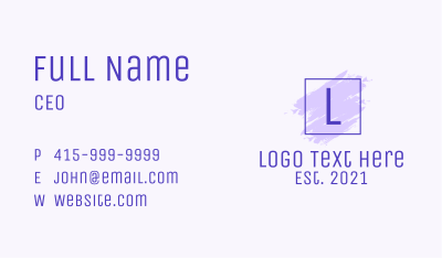 Purple Square Brush Letter Business Card Image Preview