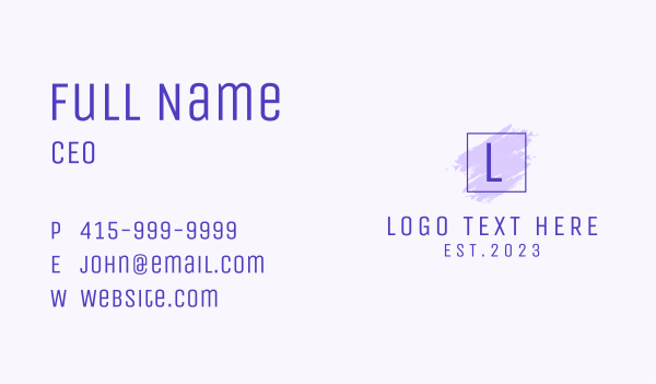 Purple Square Brush Letter Business Card Design Image Preview