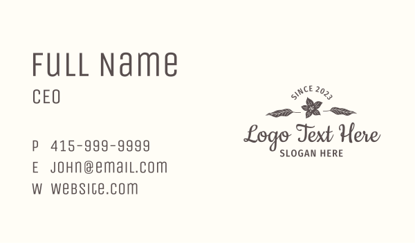 Botanical Cursive Wordmark Business Card Design Image Preview