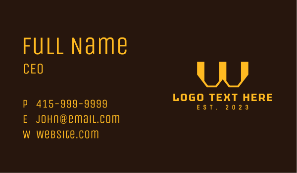 Yellow Generic Letter W Business Card Design Image Preview