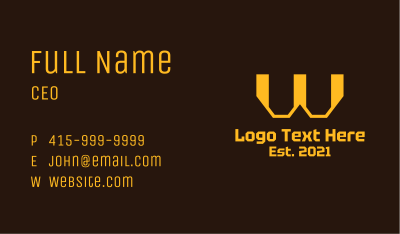 Yellow Generic Letter W Business Card