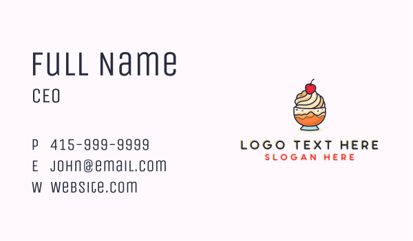 Strawberry Ice Cream Desert  Business Card Design Image Preview