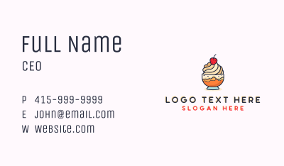 Strawberry Ice Cream Desert  Business Card Image Preview