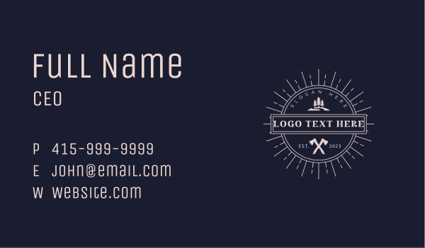 Axe Trees Woodcutter Business Card Design Image Preview
