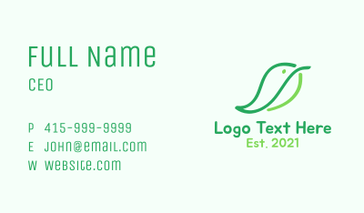 Minimalist Bird Leaf Business Card Image Preview