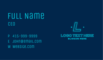 Blue Neon Glow Letter Business Card Image Preview