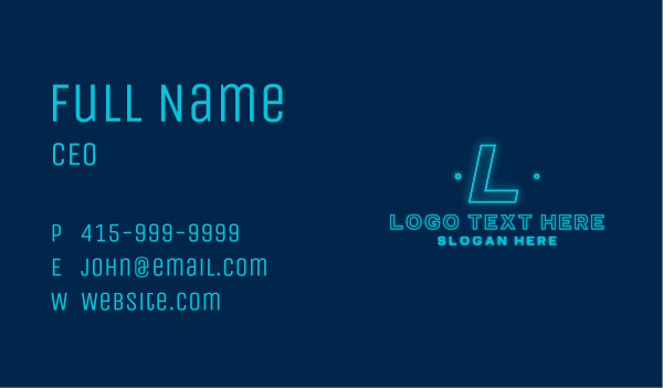 Blue Neon Glow Letter Business Card Design Image Preview