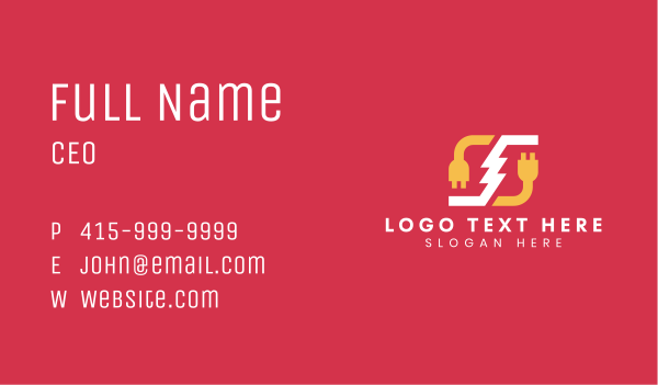 Lightning Energy Charging Plug Business Card Design Image Preview