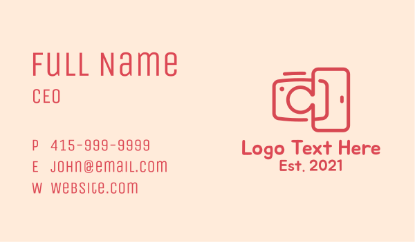 Red Mobile Camera  Business Card Design Image Preview
