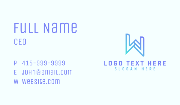 Gradient Startup Letter W Business Card Design Image Preview