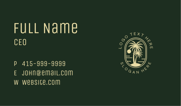 Tropical Beach Palm Tree Business Card Design Image Preview
