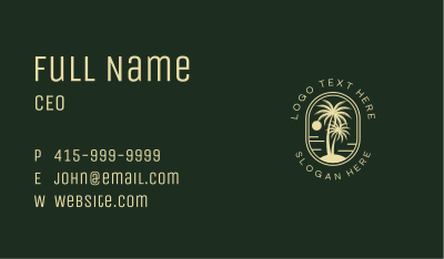 Tropical Beach Palm Tree Business Card Image Preview