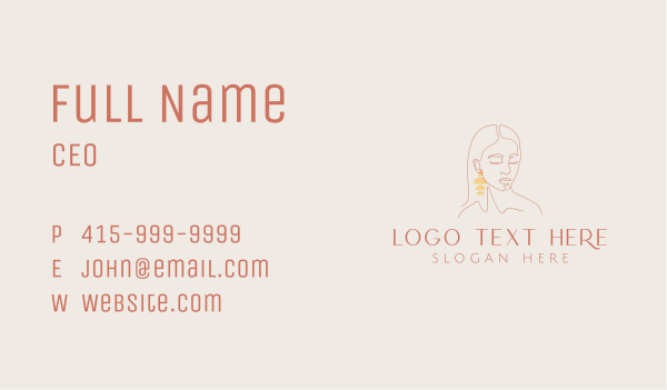 Elegant Feminine Earring Business Card Design Image Preview