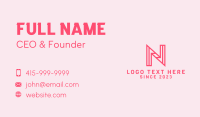 Pink Outline Letter N Business Card Design