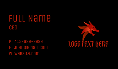 Dragon Video Game Business Card Image Preview