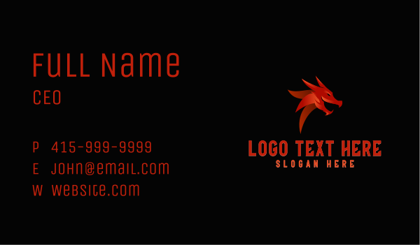 Dragon Video Game Business Card Design Image Preview