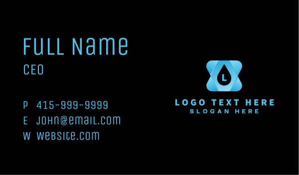 Fluid Droplet Lettermark Business Card Design Image Preview