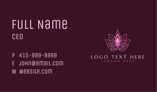 Pink Lotus Spa Business Card Design Image Preview