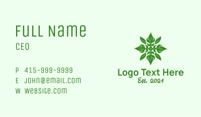 Green Flame Leaf Business Card Image Preview